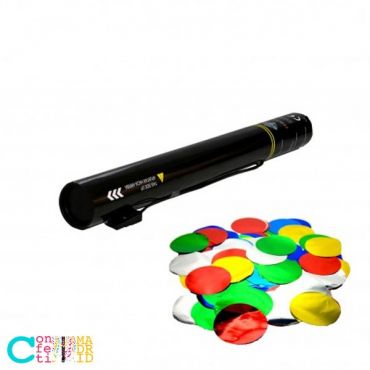 Cañón Eléctrico de Confeti con Brillo Metálico Redondo